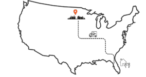 map showing move from Florida to Minnesota relocation path across the United States